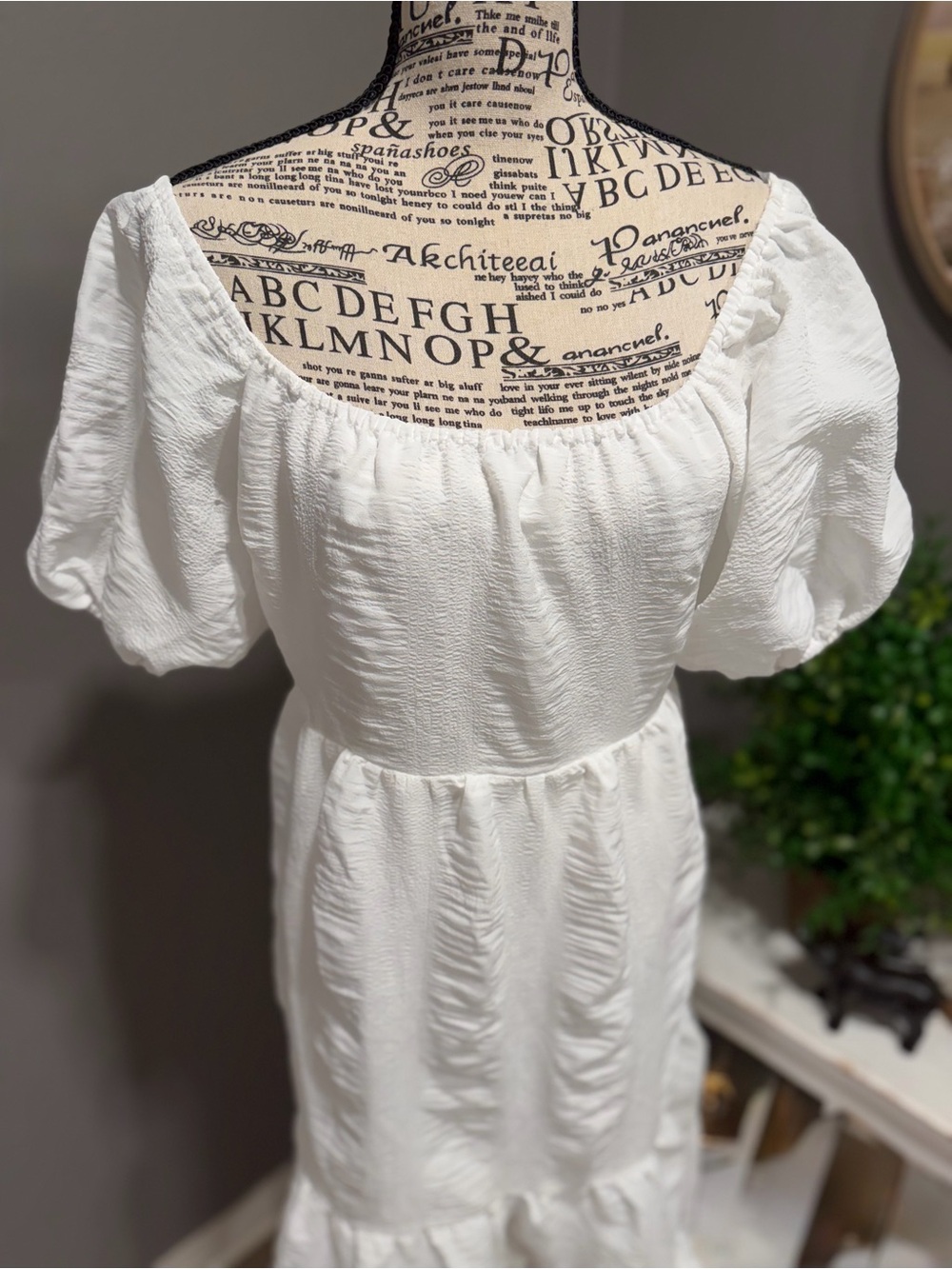 HYFVE White Puff Sleeve Midi Dress